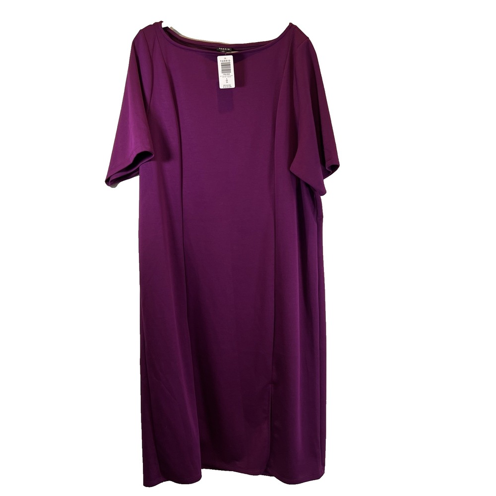 Torrid Dress Midi‎ Studio Cupro NWT Knit Boatneck Eggplant Purple Soft 4X 26